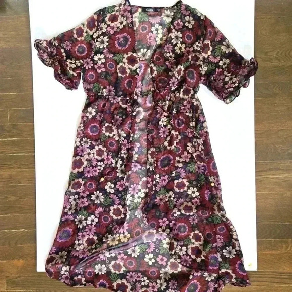 70s sheer boho floral cover up house coat nightgown robe by Cure size La… - Picture 1 of 8